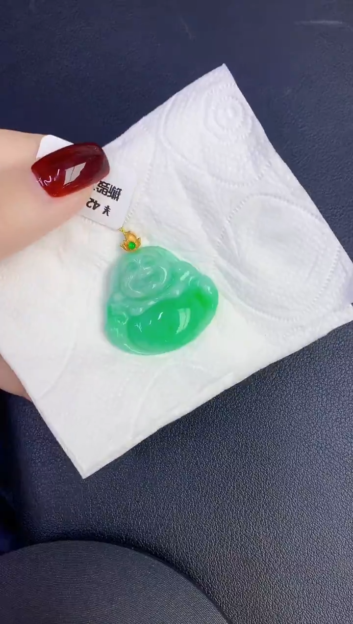 颈饰18K金镶嵌翡翠缅甸天然翡翠a货