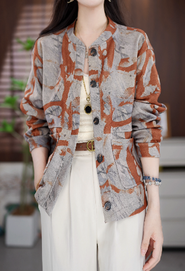 Y285新款中式时尚百搭气质宽松减龄外套-鸽子