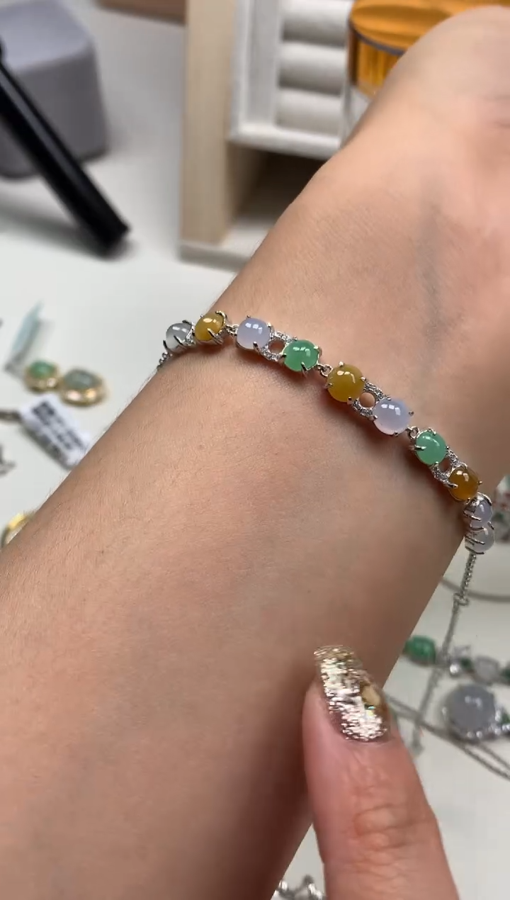 银S925镶嵌戒指翡翠手链