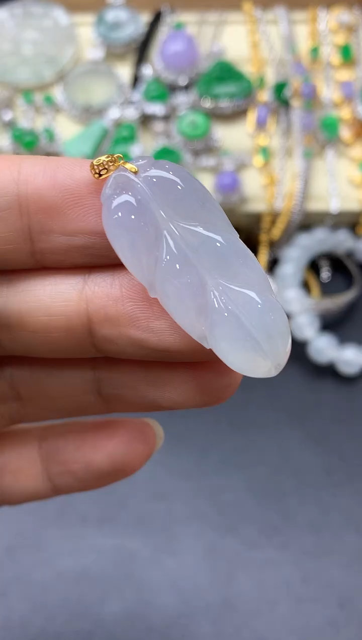 颈饰18K金镶嵌翡翠413-中国好珍宝