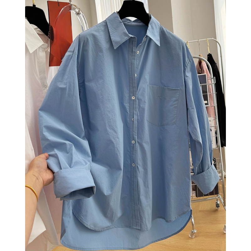 0251早春新款高级感洋气别致棉布宽松长袖衬衫女春季chic上衣小衫