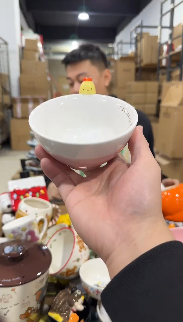 瓷片炸虾公仔碗 瑕疵不退换