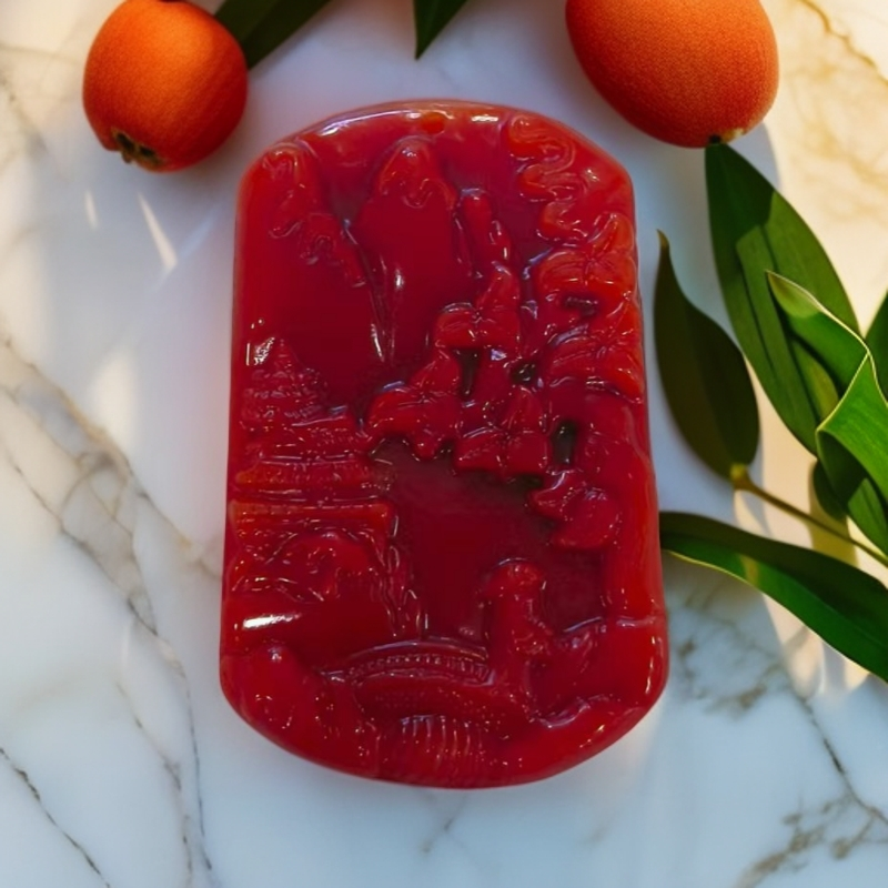 山水牌 玛瑙 吊坠 带礼盒