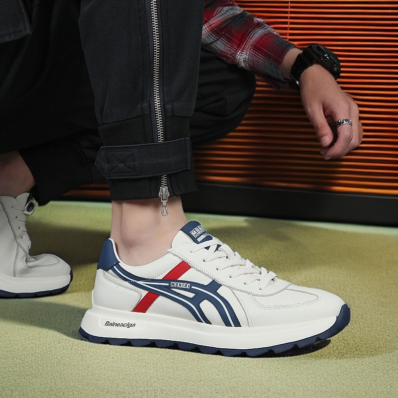 春季新品头层牛皮阿甘鞋男鞋休闲时尚百搭潮鞋舒适运动透气