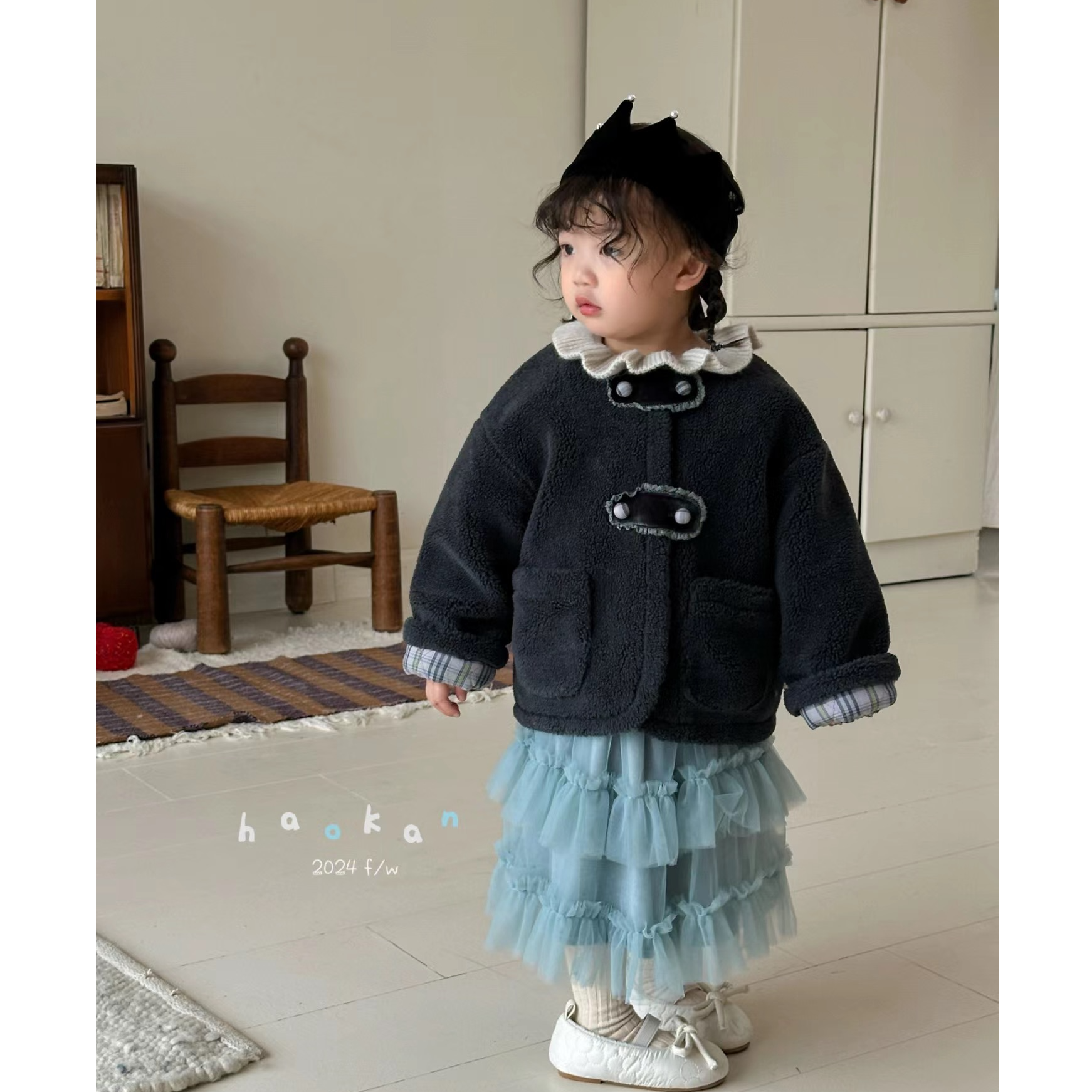 女童韩版森系春秋毛毛外套