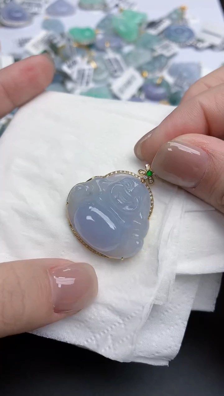 【闪购商品】翡翠颈饰18K金镶嵌天然缅甸翡翠A货