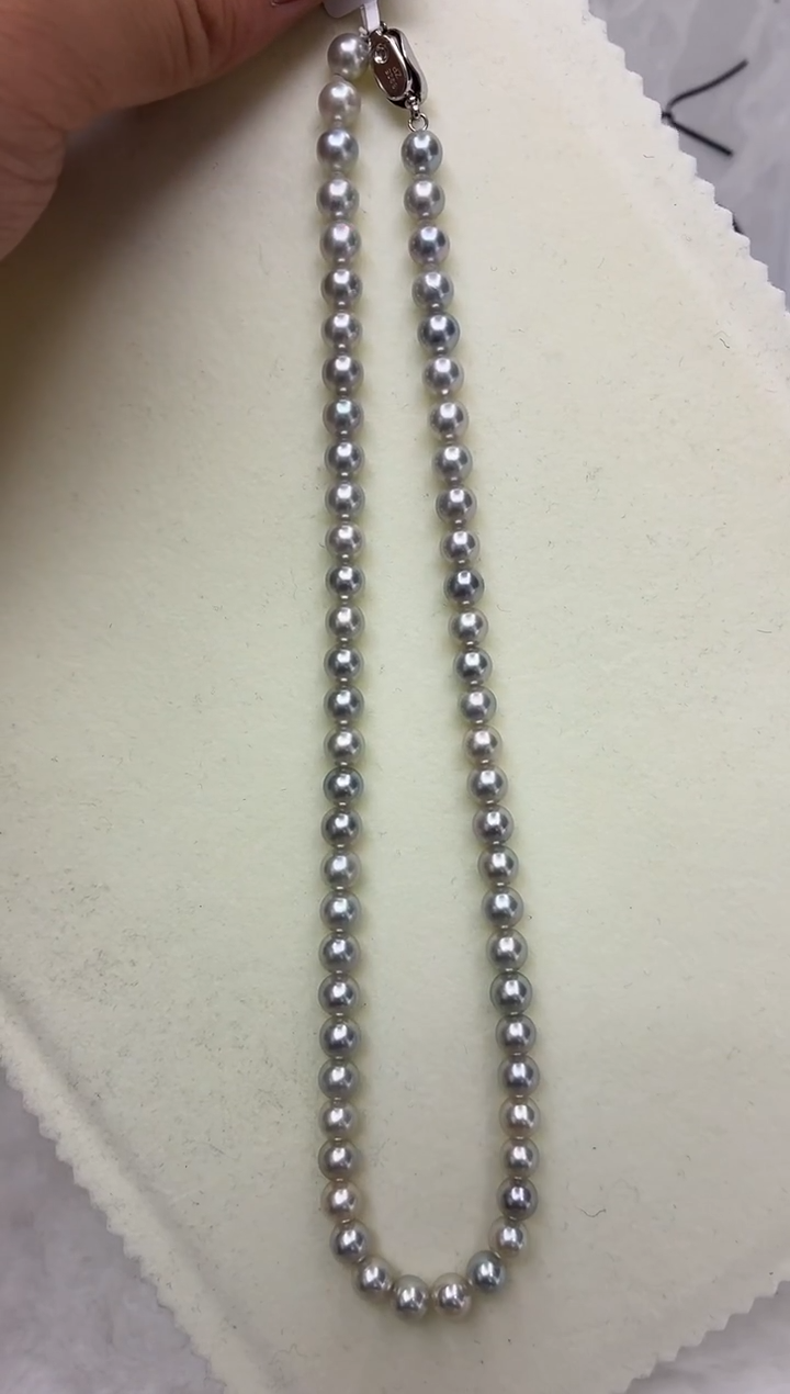 未镶嵌DA海水珍珠灰珠串链6-7 y1193
