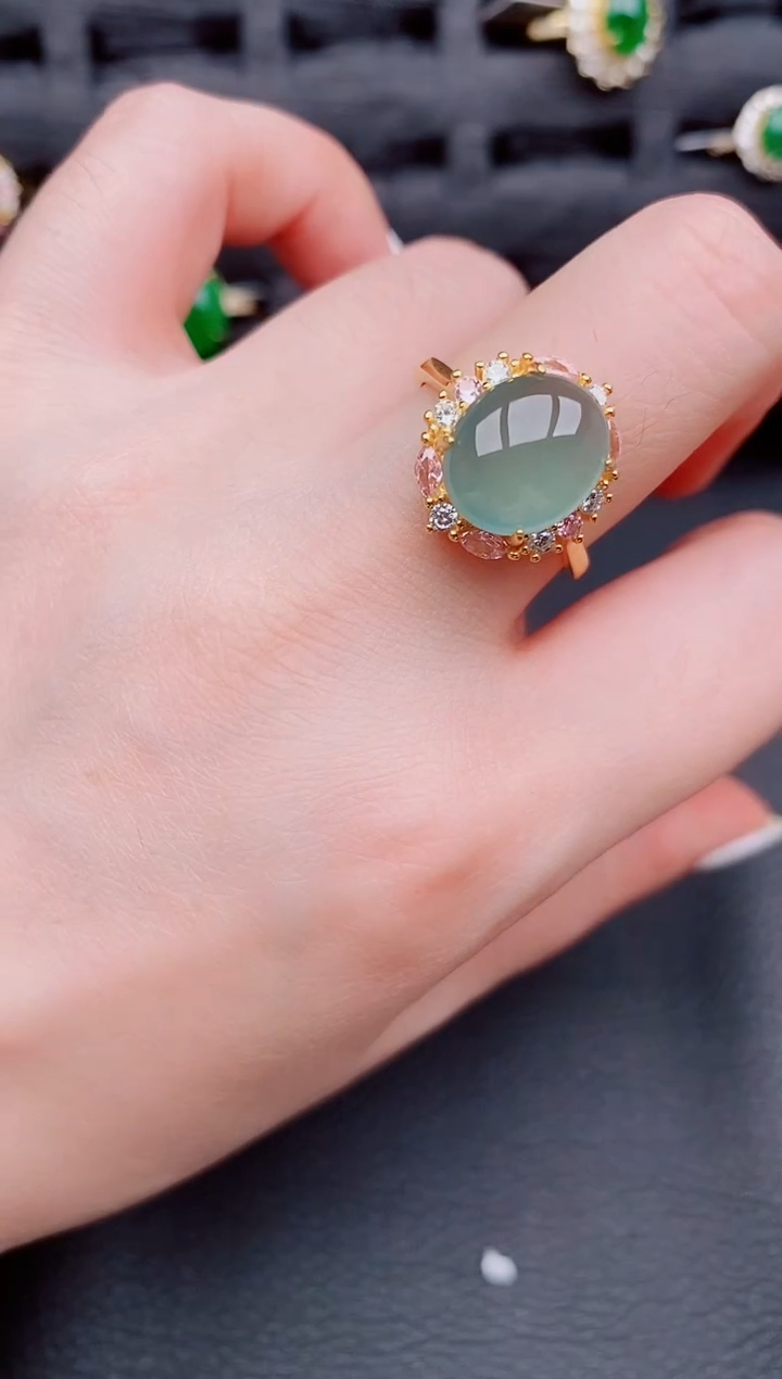 【闪购商品】翡翠戒指银S925镶嵌天然a货翡翠271