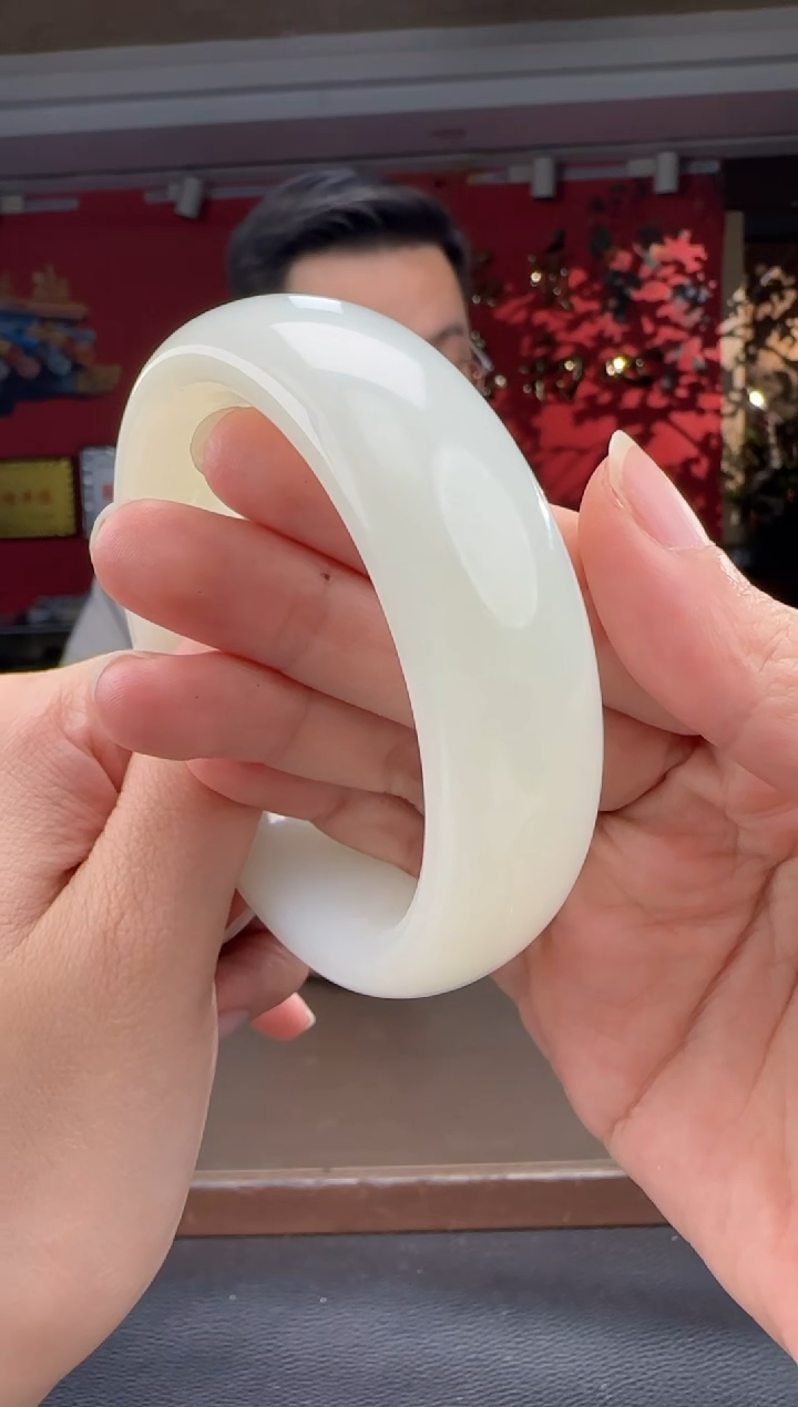 未镶嵌手镯和田玉白玉宽版手镯56-62