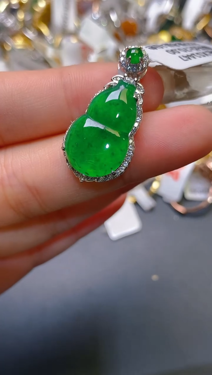 【闪购商品】翡翠耳饰银S925镶嵌天然A货翡翠1