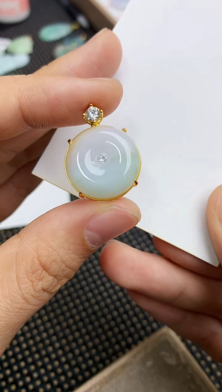 吊坠(不含链)银S925镶嵌翡翠 天然A货翡翠 