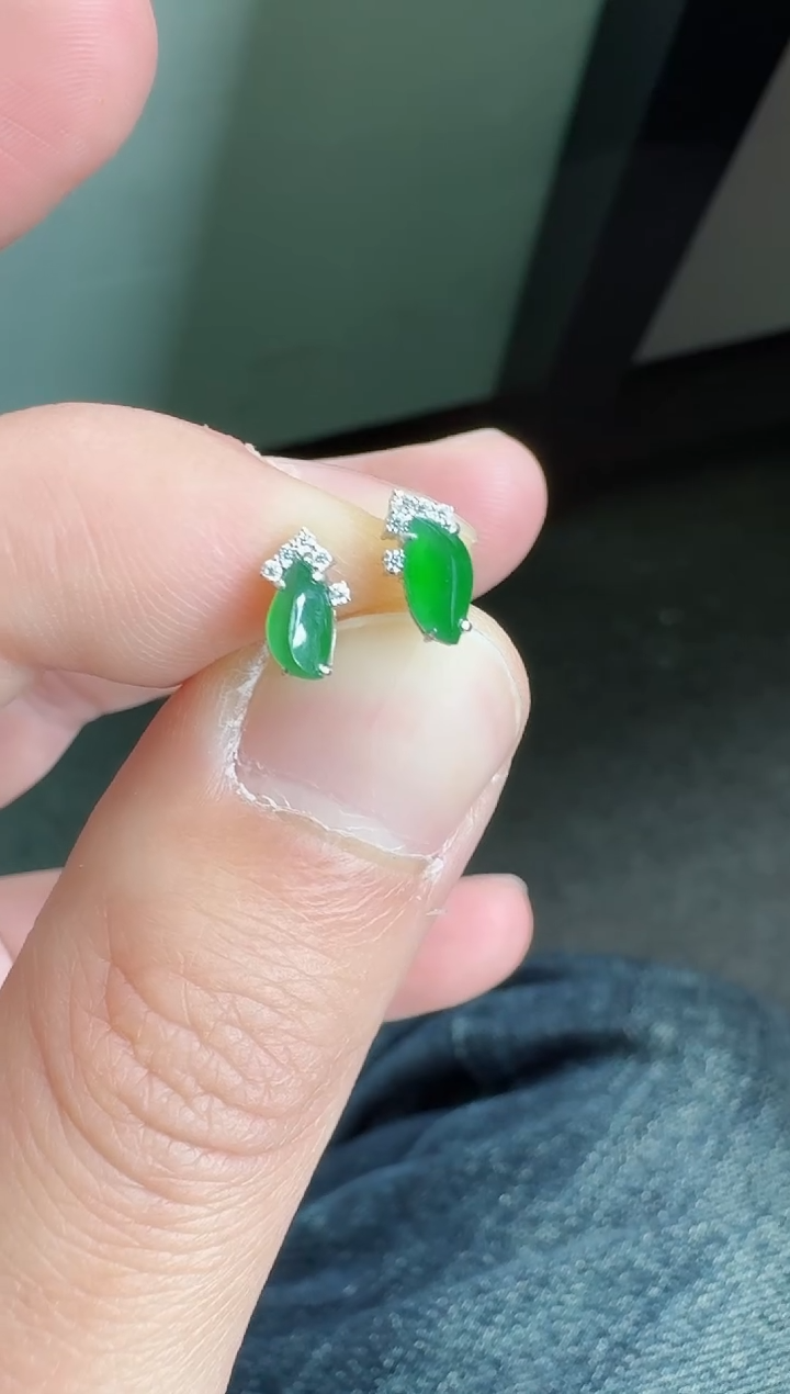 【闪购商品】翡翠耳饰18K金镶嵌寄售回流，不退不换