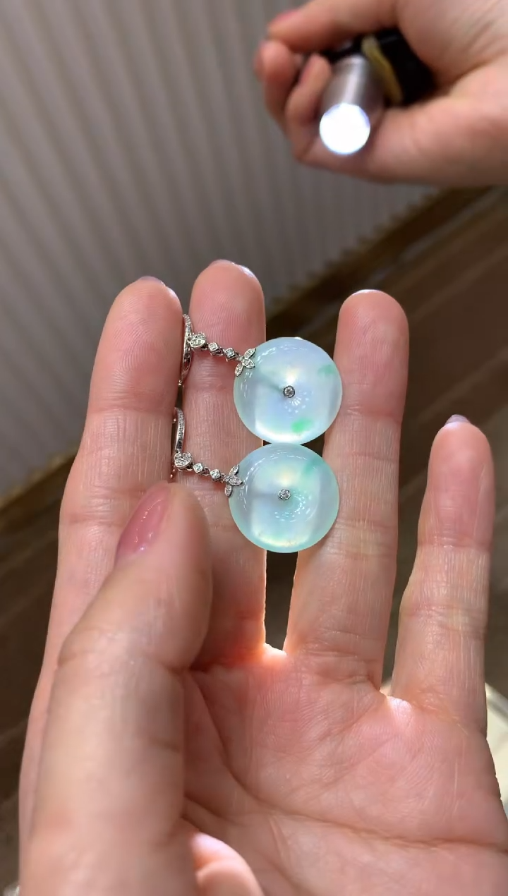 【闪购商品】翡翠耳饰18K金镶嵌|不退不换