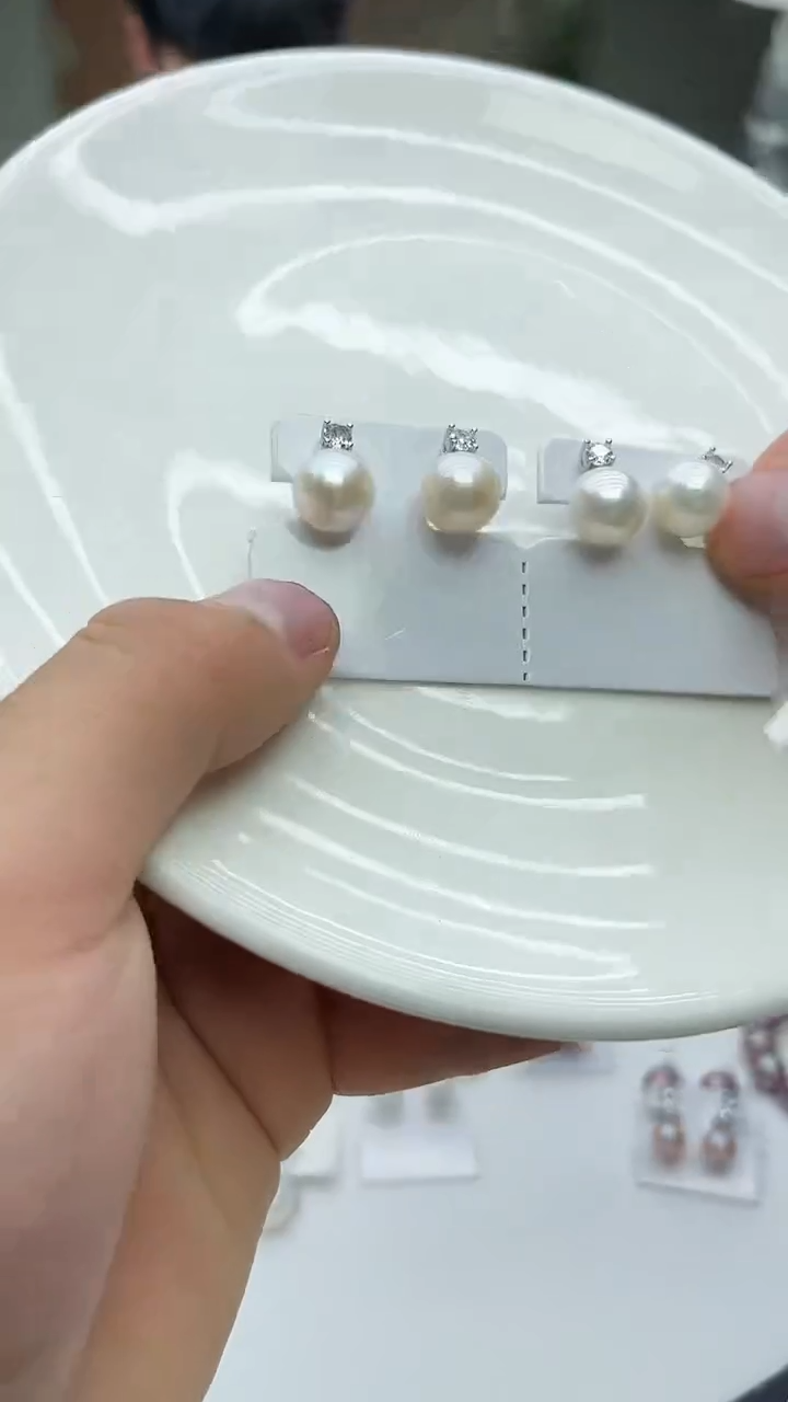 未镶嵌耳饰淡水珍珠白色系耳饰