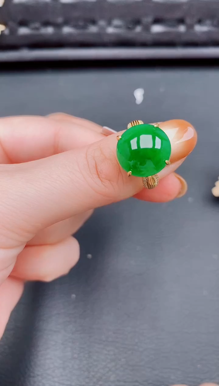 【闪购商品】翡翠戒指银S925镶嵌天然a货翡翠358