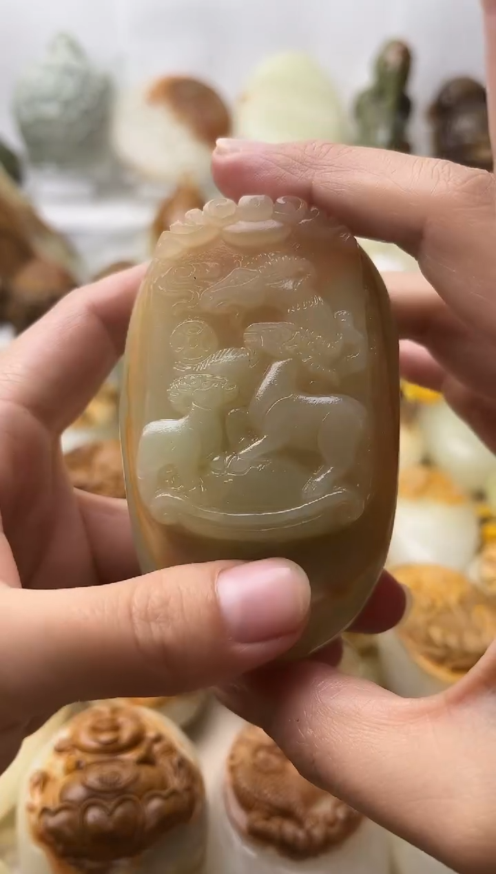 石材古青石棉纹正常不退换三羊开泰