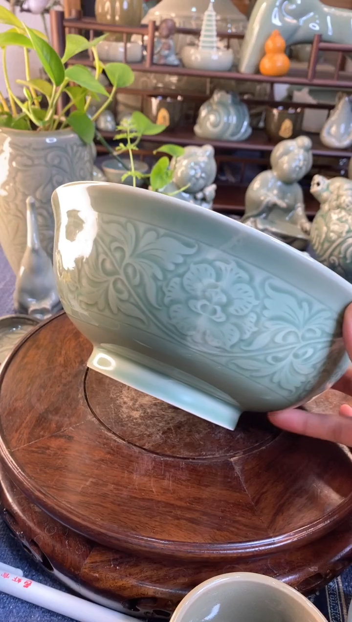 耀州窑 微瑕8.3英寸牡丹碗b000020】1个