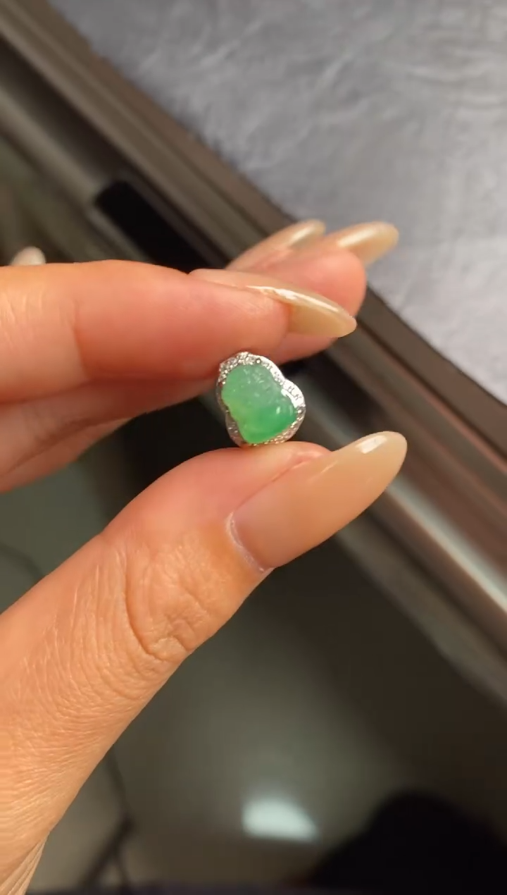 银S925镶嵌戒指翡翠L****e天然A货翡翠