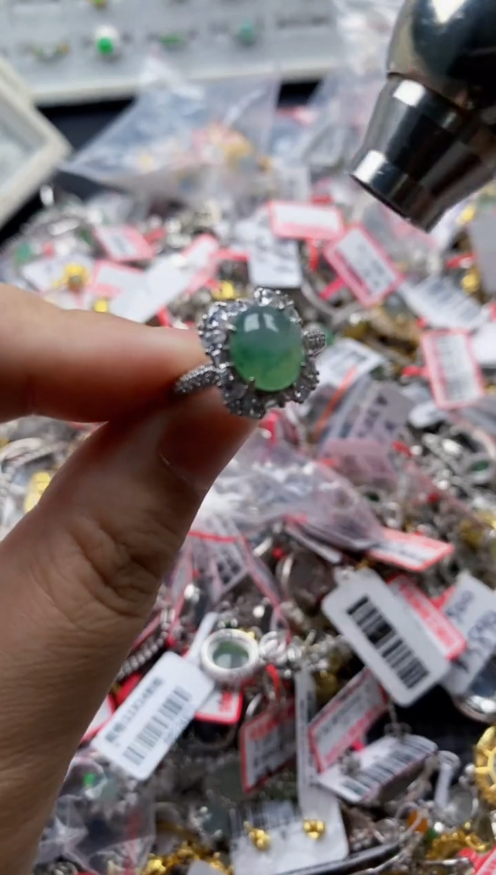 翡翠戒指银S925镶嵌13-13--3