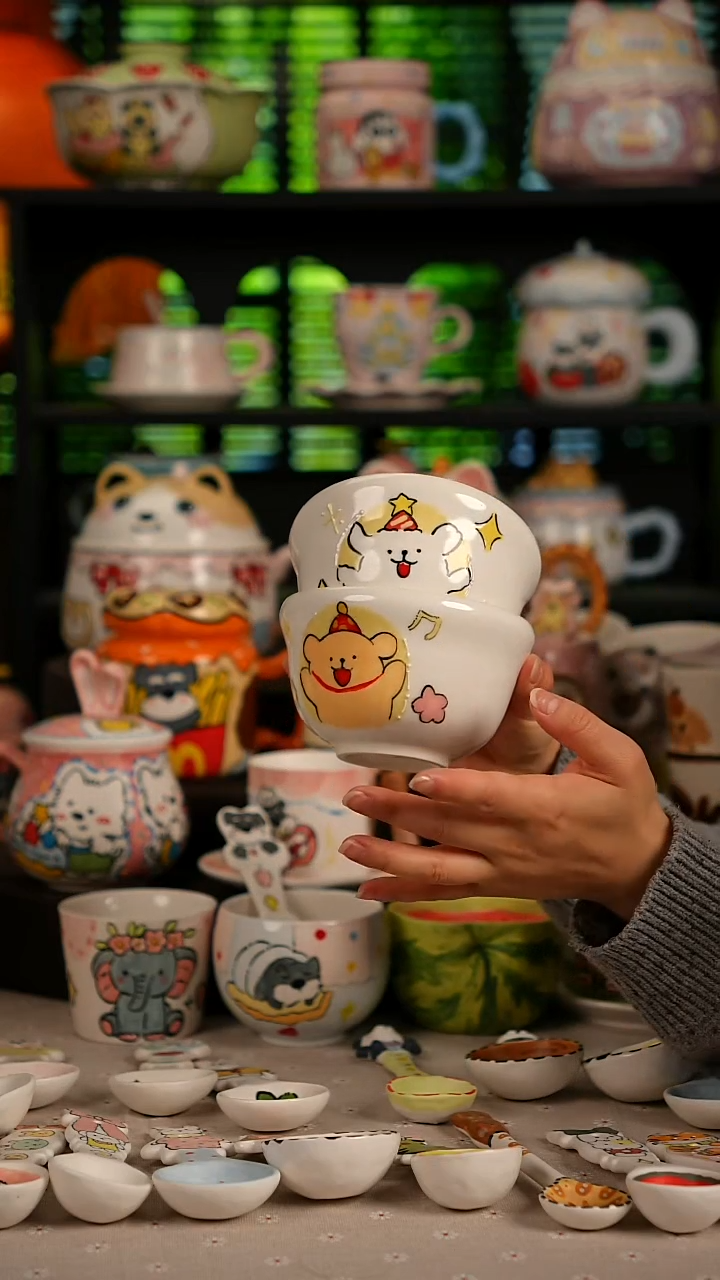 陶瓷无盖款景德镇高温釉下彩纯手绘创意瓷