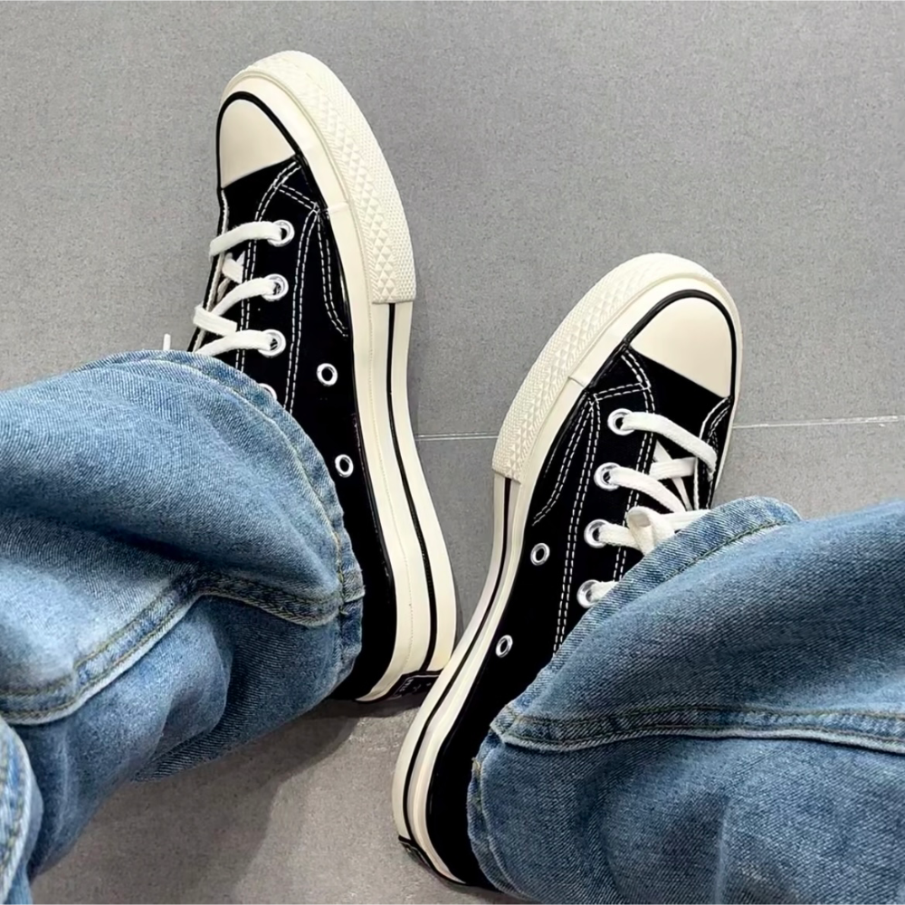 【源版还原 高端品质】1970S经典百搭高低帮帆布鞋情侣鞋双围条蓝底