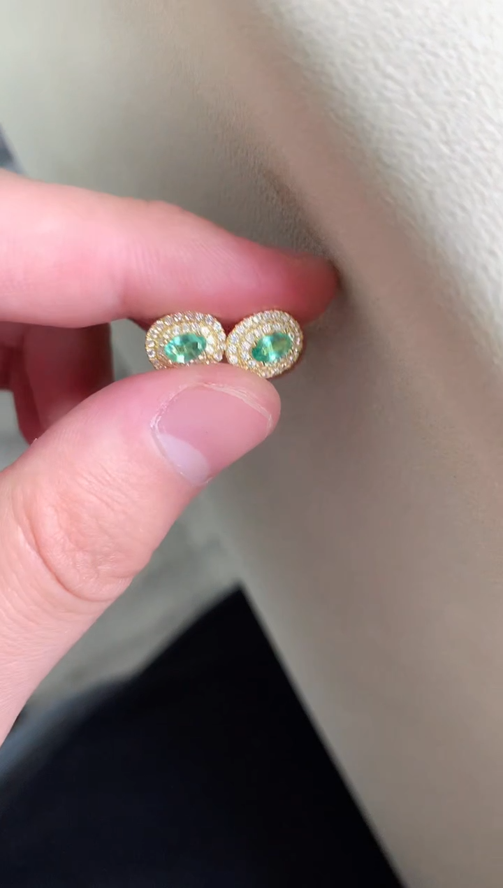 【闪购商品】祖母绿耳饰银S925镶嵌耳饰