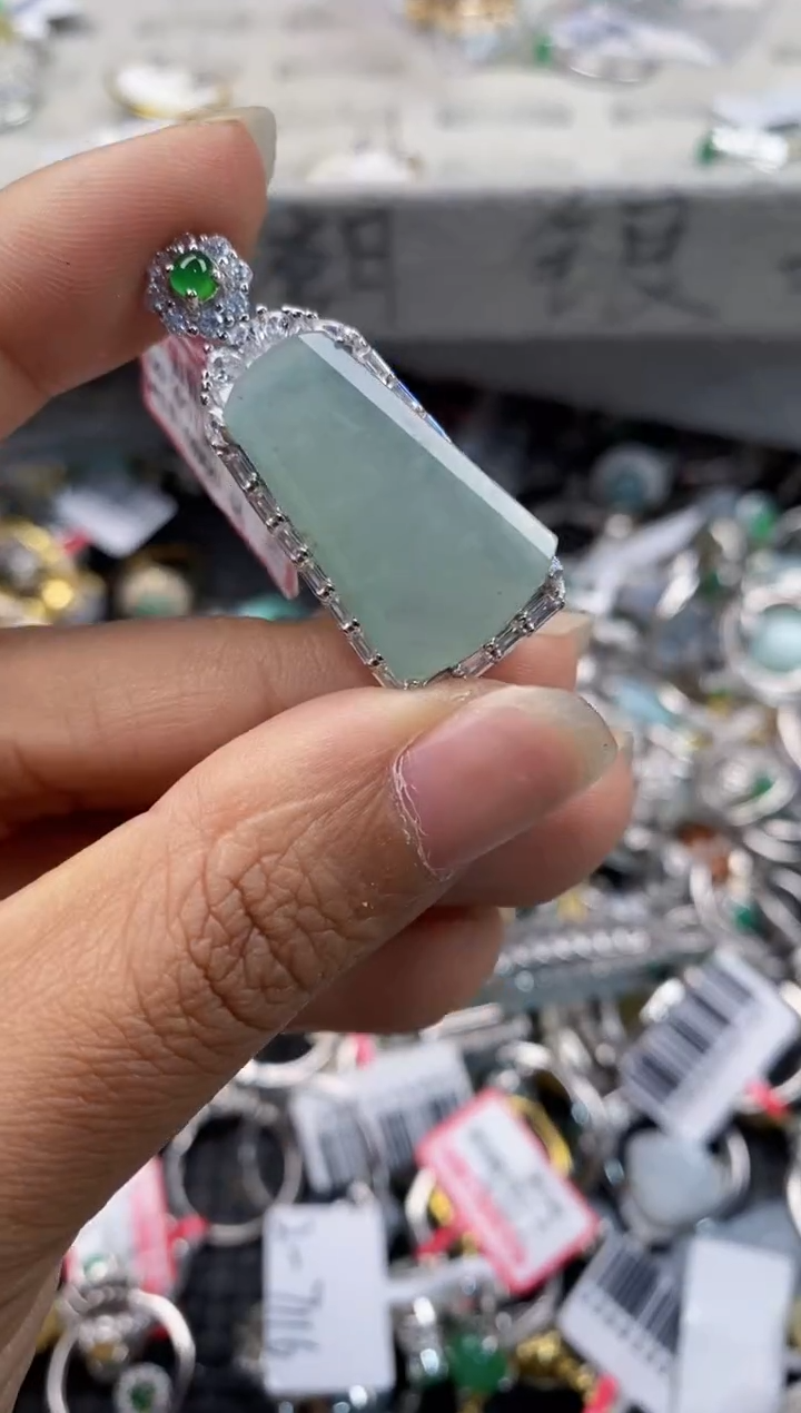 银S925镶嵌戒指翡翠11---2