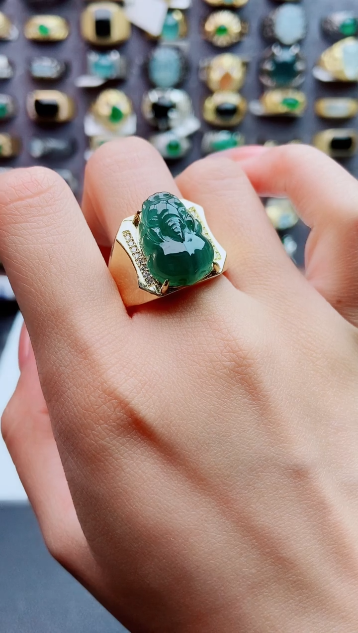 未镶嵌戒指翡翠天然翡翠男戒