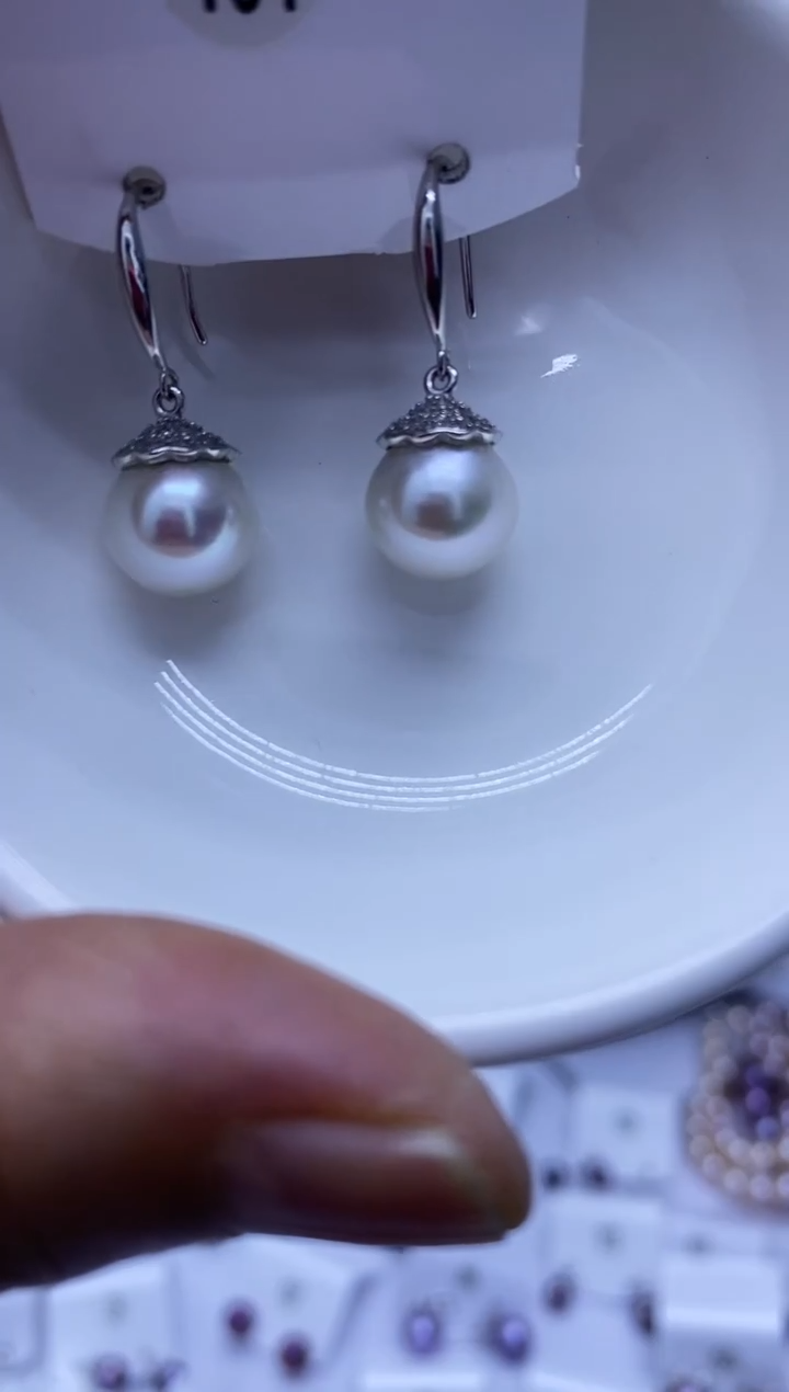 银S925镶嵌耳饰淡水珍珠101