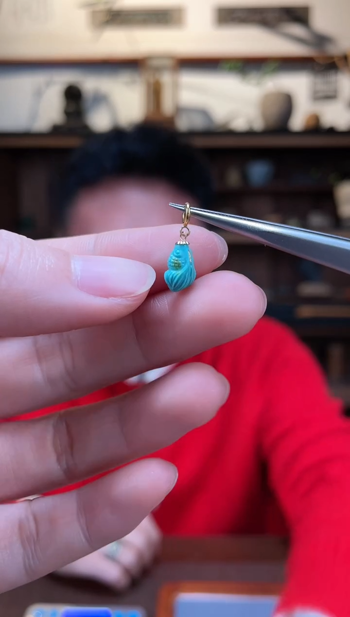 【闪购商品】绿松石吊坠18K金镶嵌18K松石吊坠WY赠链