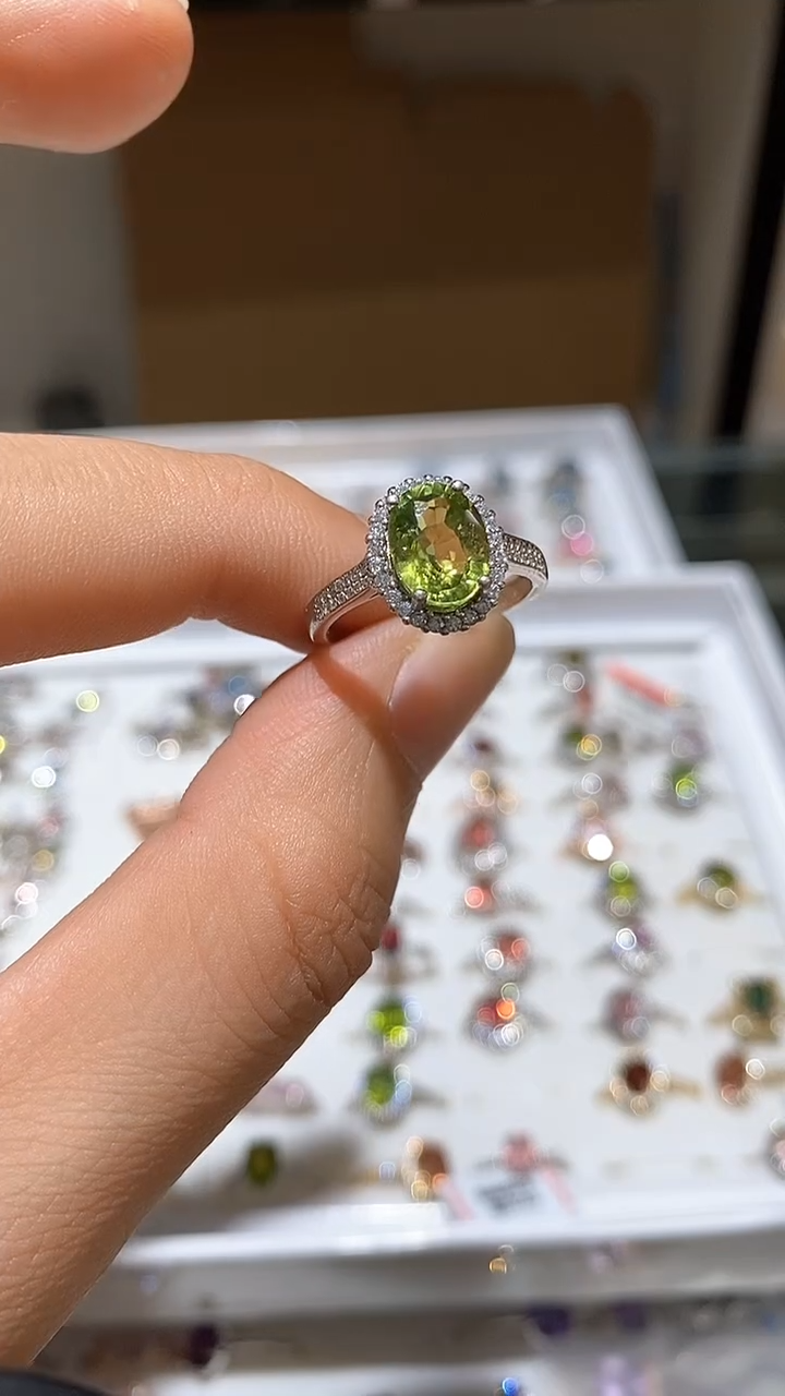【闪购商品】碧玺戒指银S925镶嵌戒指