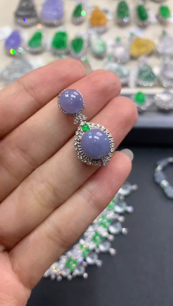 【闪购商品】翡翠吊坠(不含链)18K金镶嵌q66紫货有色差