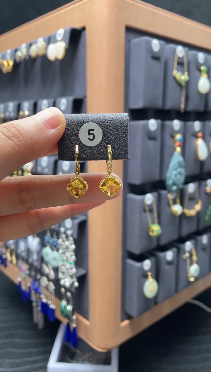 【闪购商品】黄晶耳饰银S925镶嵌00000005