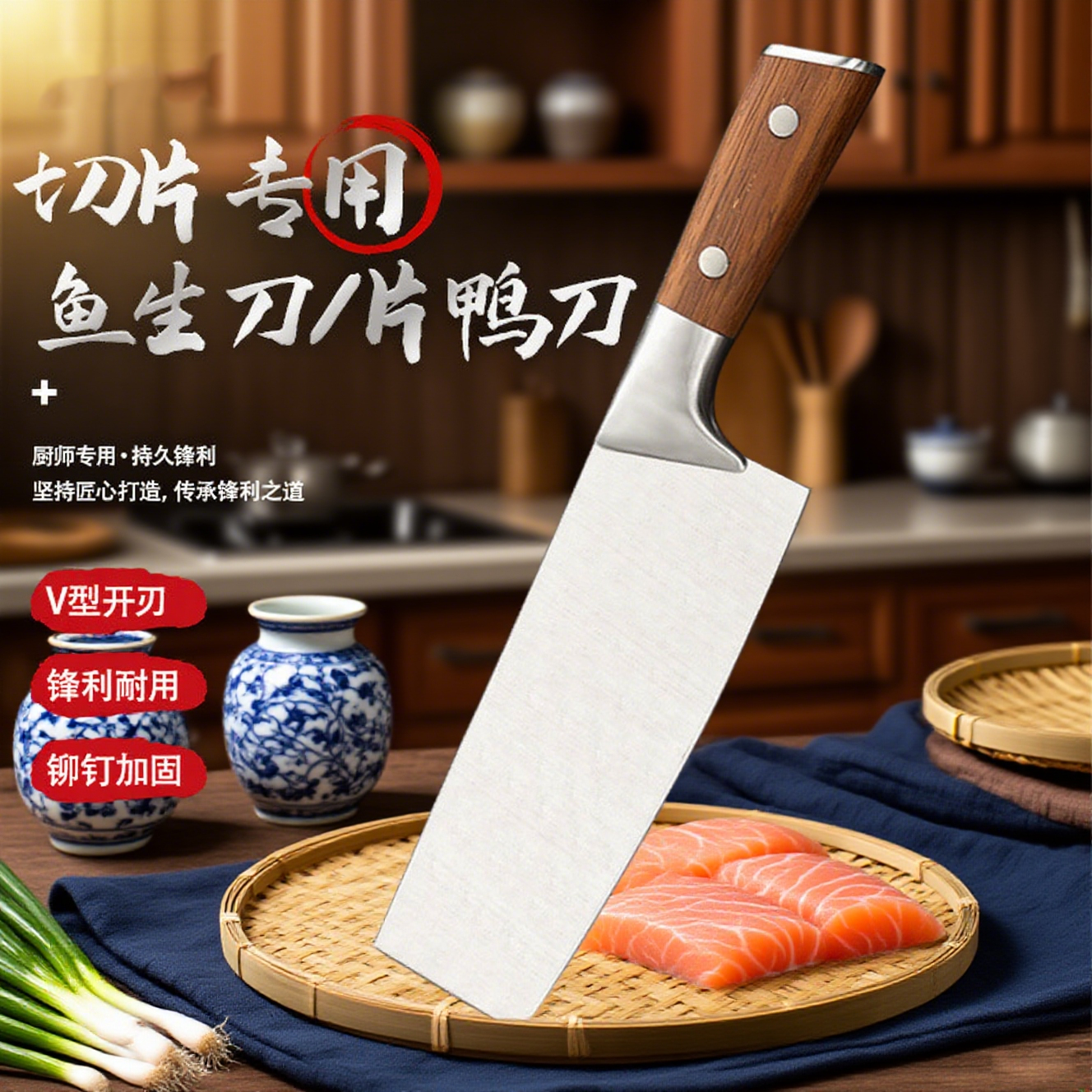 金厨堡专用观影新款小菜刀厨房庖丁解牛山野鹅颈刀刀具厨师