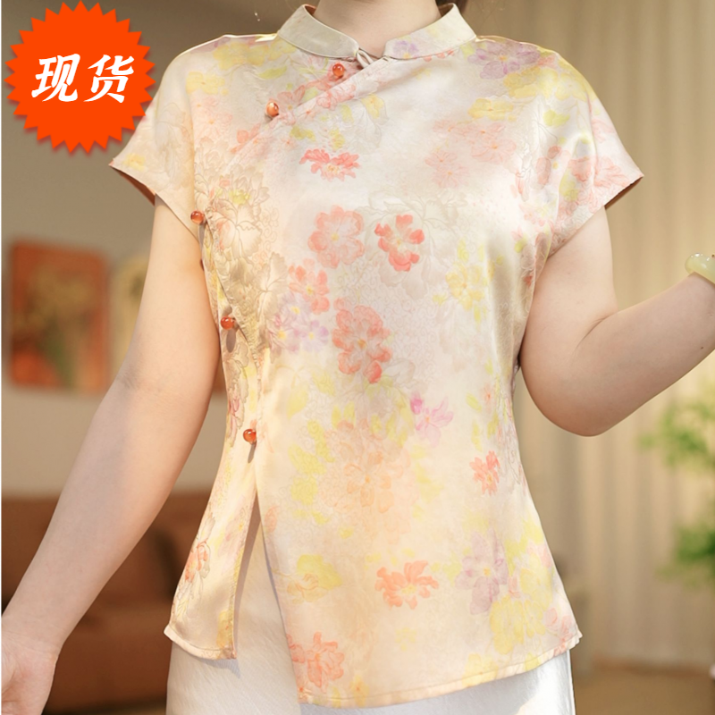 【现货】【D630-似锦】新中式国风女款复古修身小衫飞袖上衣-菲哥