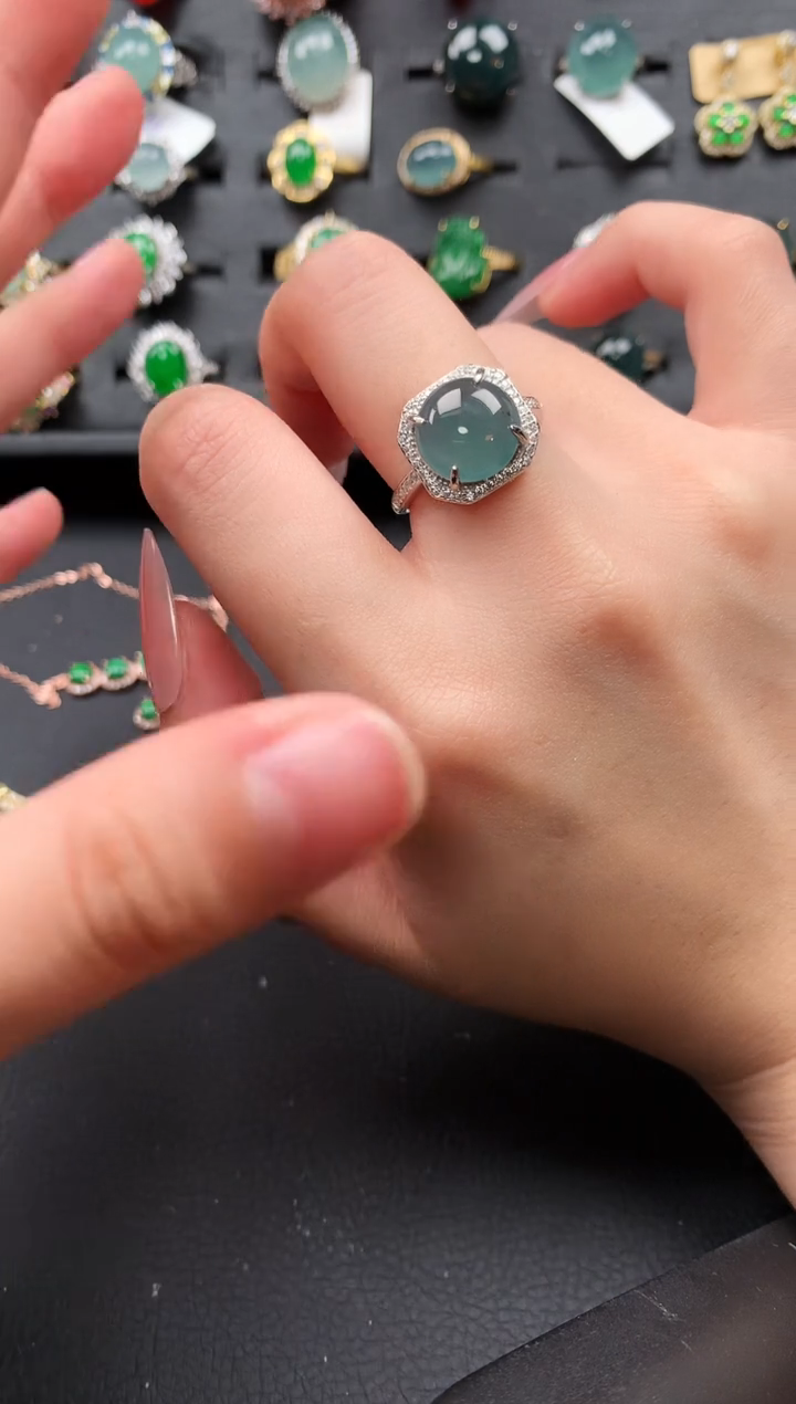 【闪购商品】翡翠戒指银S925镶嵌52141