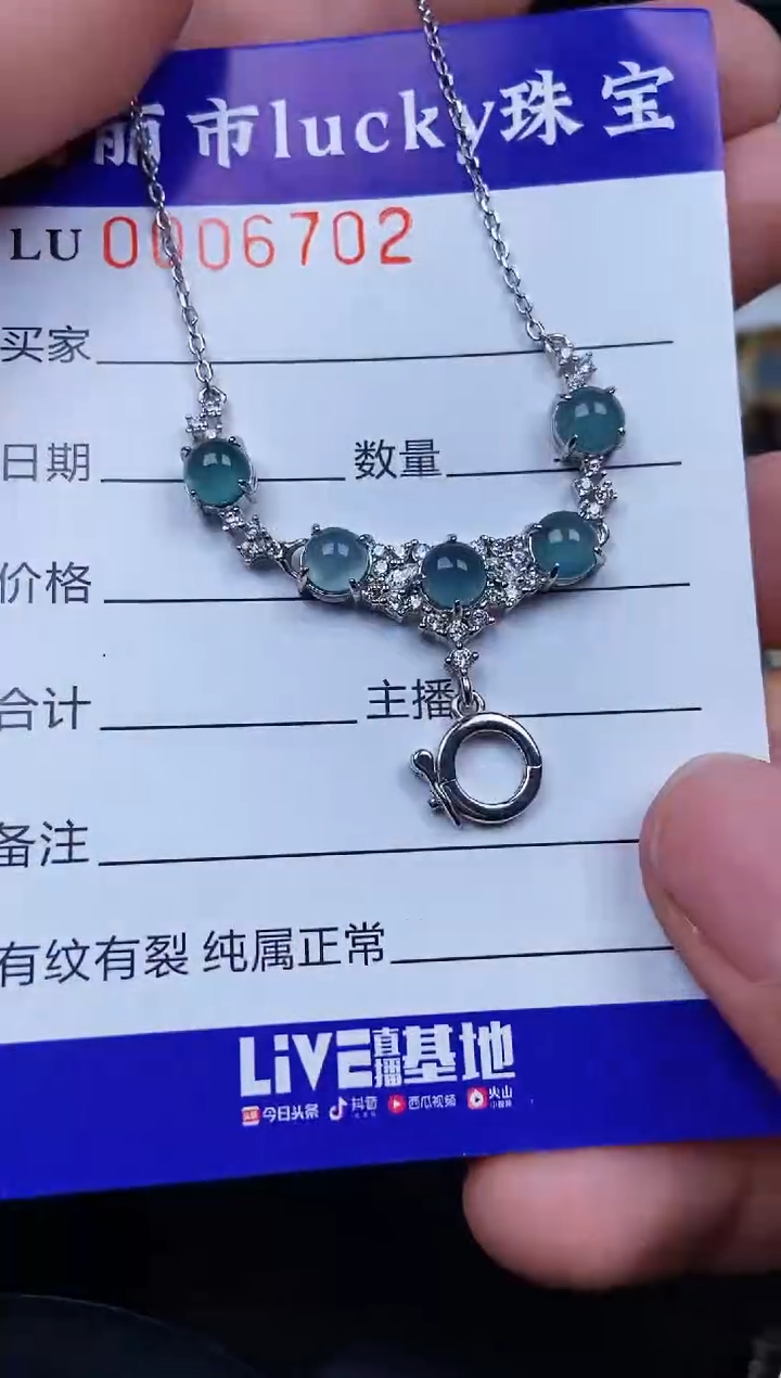 翡翠银S925镶嵌颈饰6702