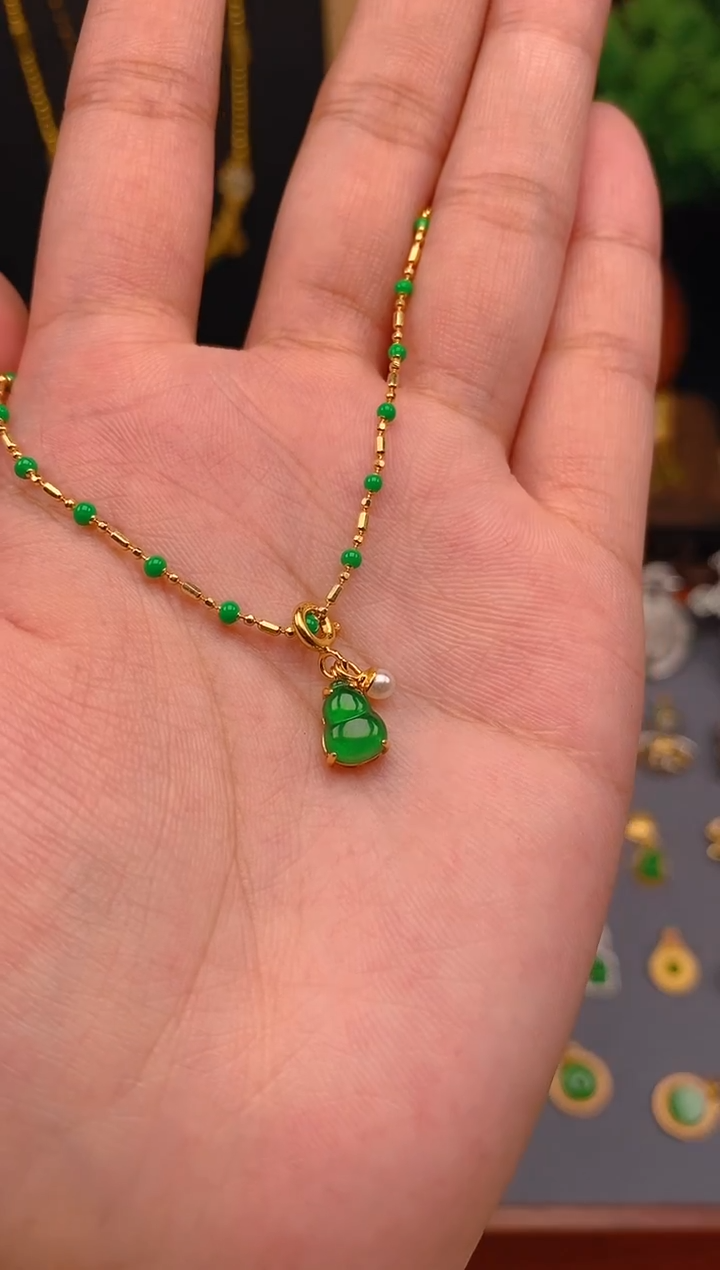 【闪购商品】翡翠吊坠(不含链)银S925镶嵌葫芦万能扣