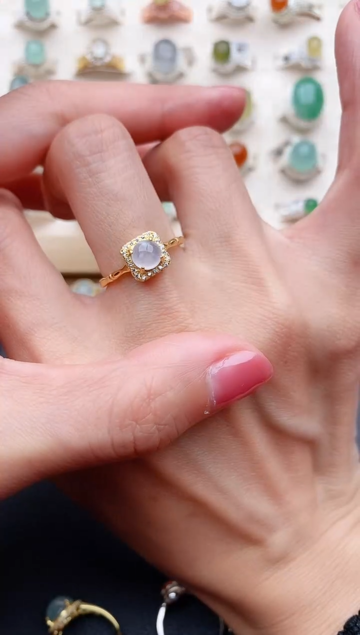 【闪购商品】翡翠戒指银S925镶嵌缅甸天然翡翠333   10-7