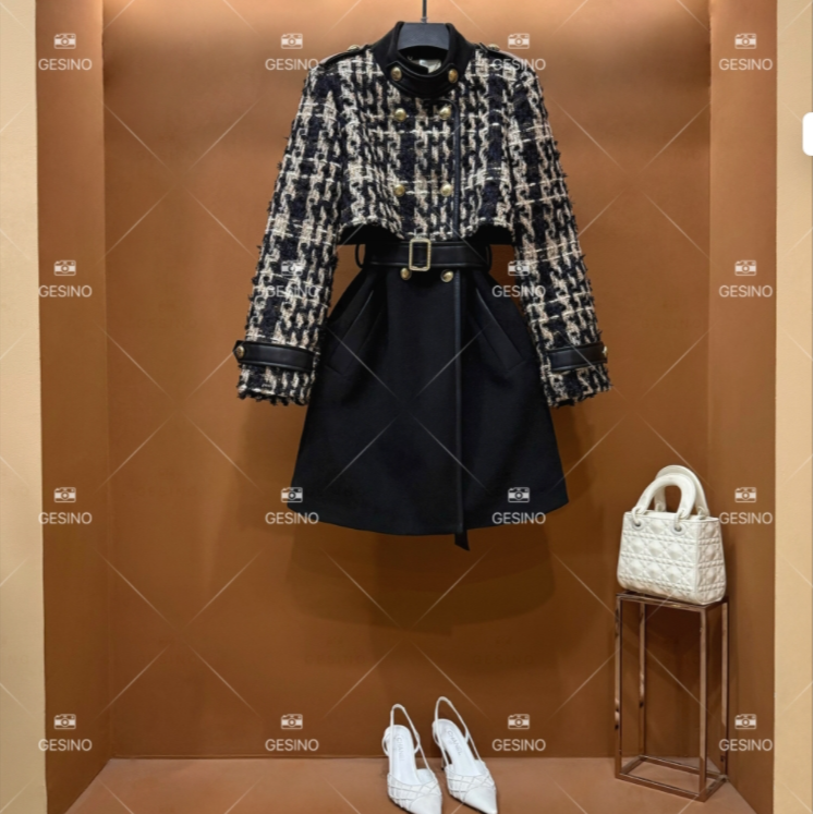 【楠楠】秋冬气质小香风时尚收腰女士翻领中长款羽绒服 QD-2024863