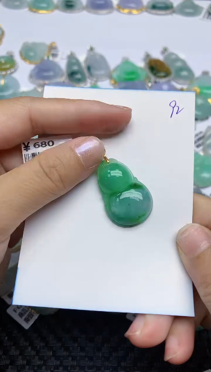 翡翠银S925镶嵌颈饰天然A货翡翠 92