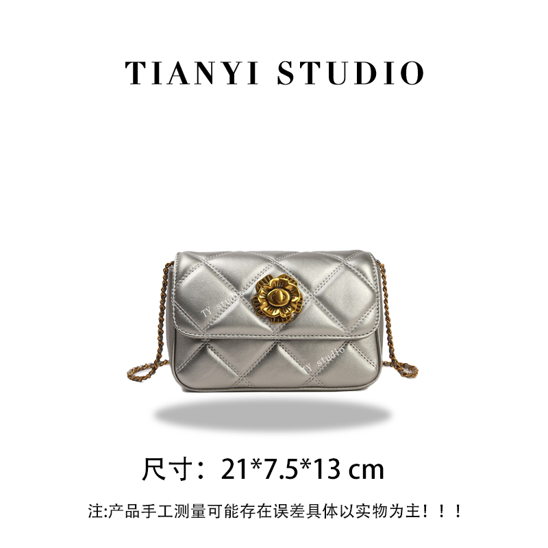 【TY】SKL-Z8283-银灰色  轻奢高级单肩斜跨韩版链条女包包