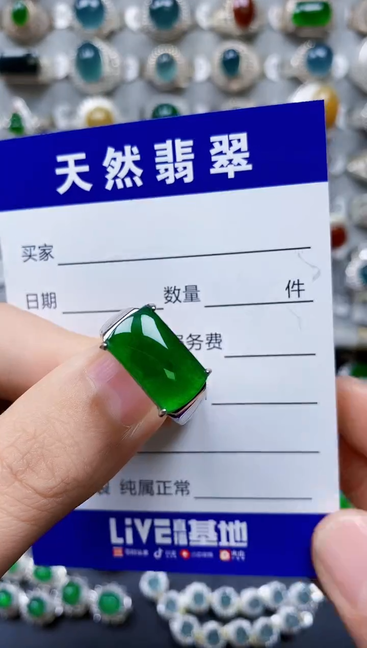 【闪购商品】翡翠银S925镶嵌戒指0500