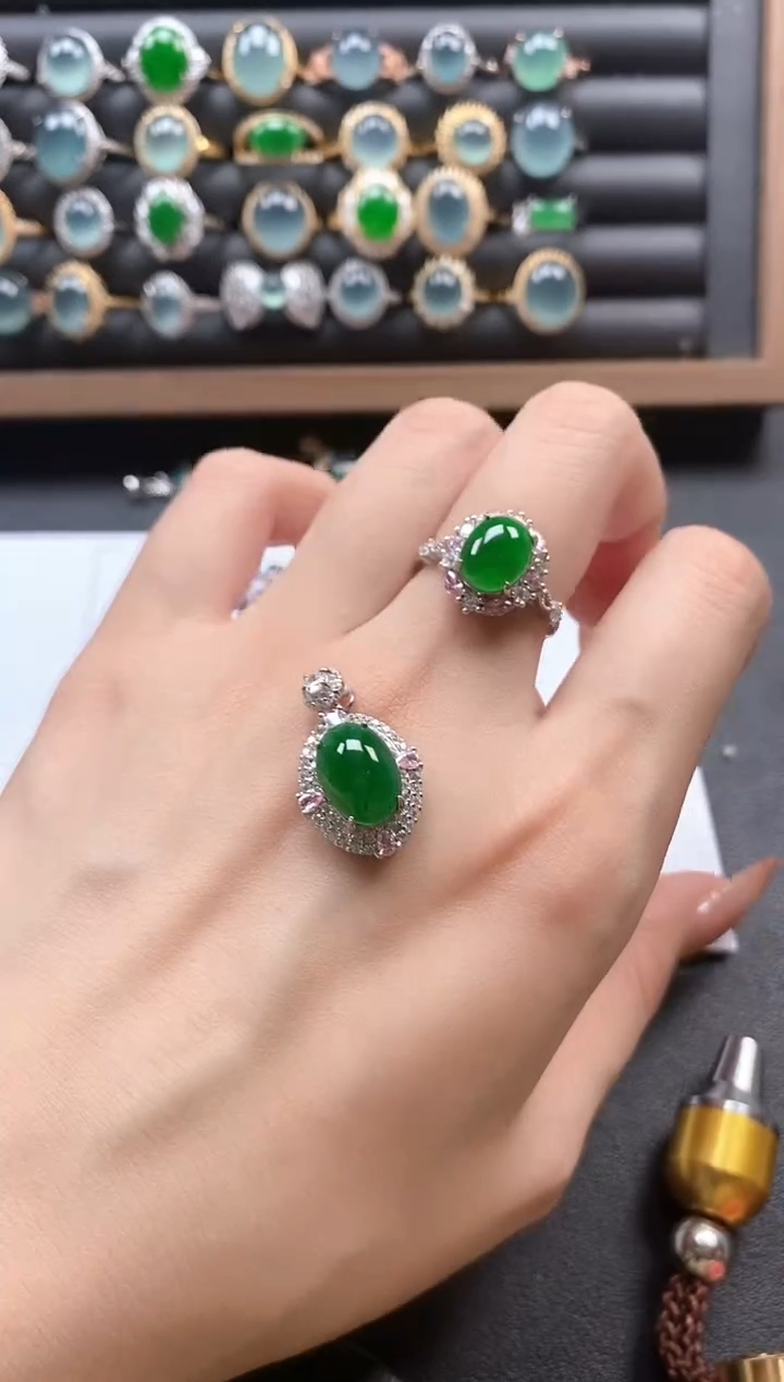 银S925镶嵌戒指翡翠5411