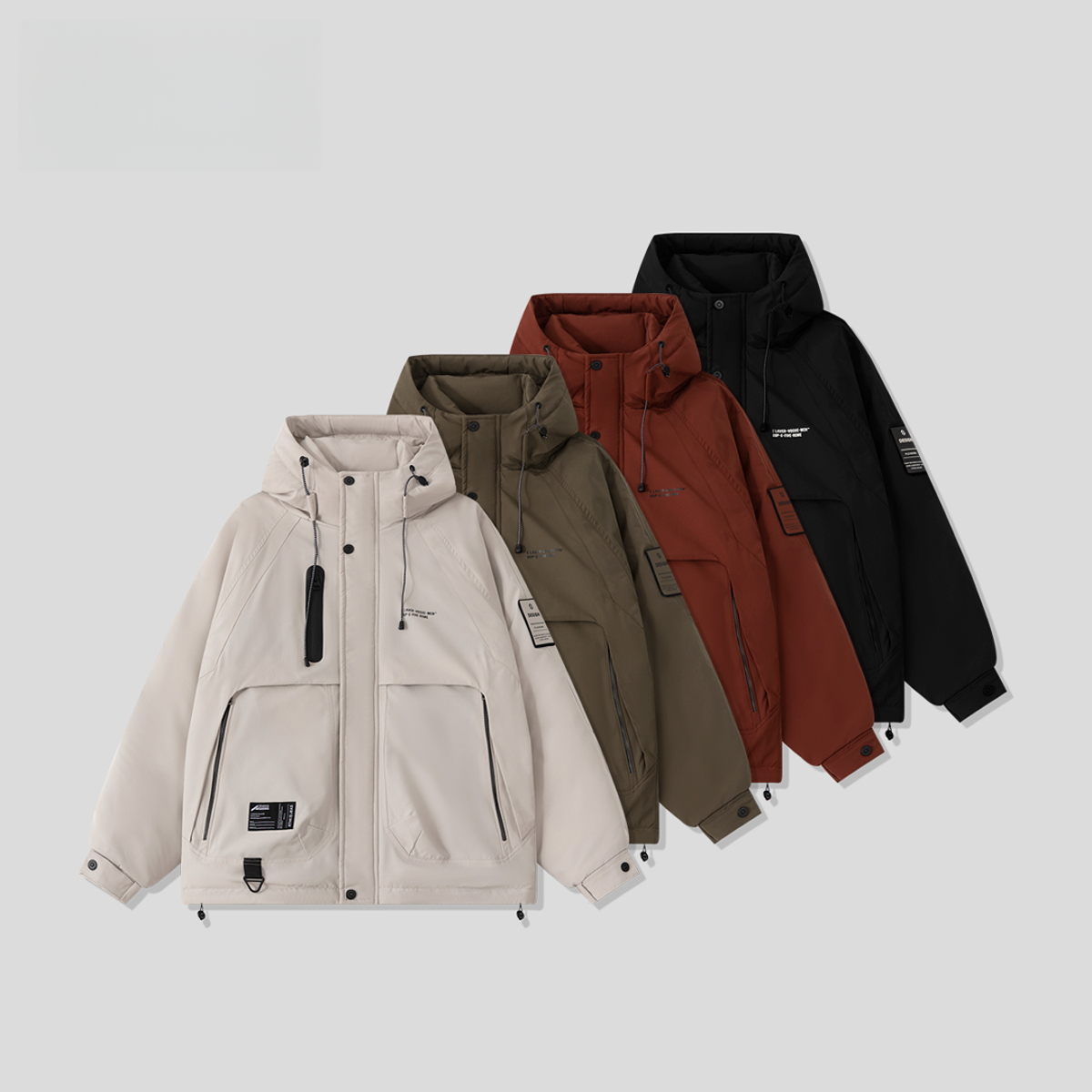 红太狼【机车御寒雪山连帽冲锋衣】冬季加厚拉链大口袋上衣-16611