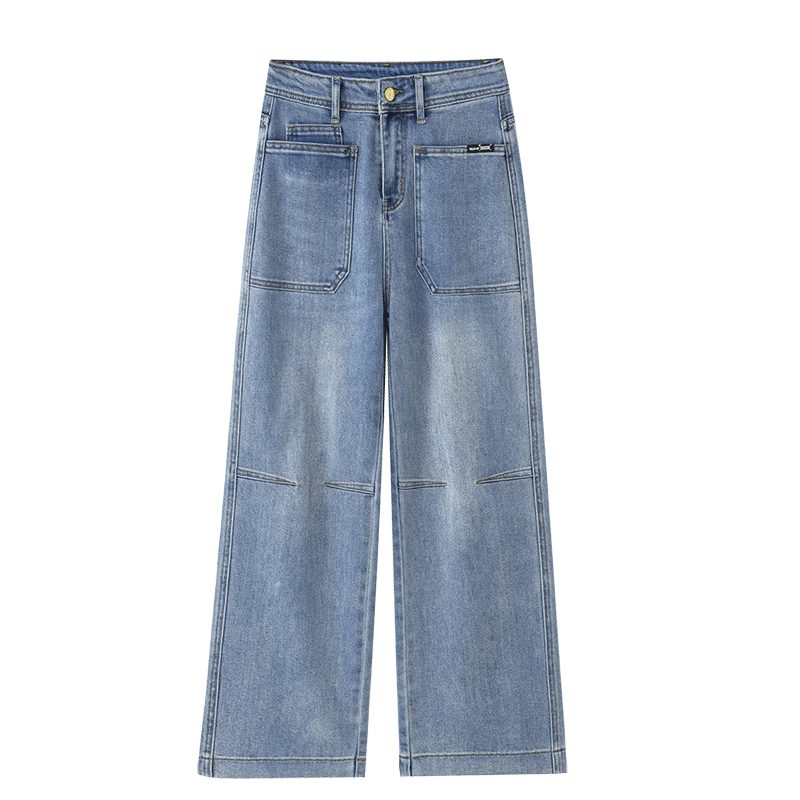 郑州女裤窄版阔腿牛仔裤女高腰显瘦2025年春季薄款垂感拖地直筒裤