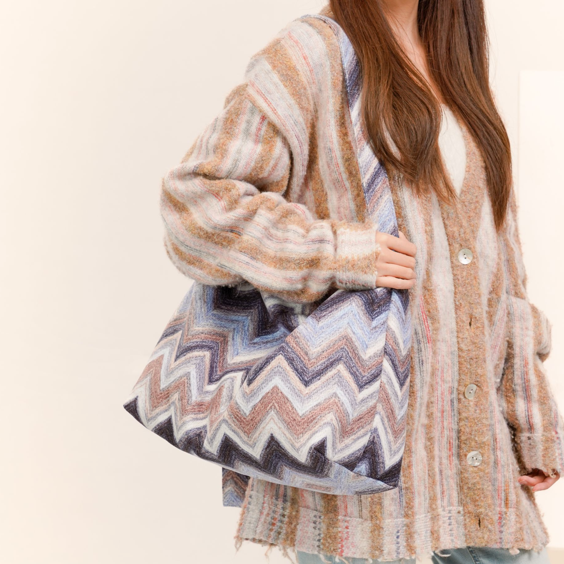 无则艺【宽肩带】秋水时尚百搭小众学生单肩包潮流印花女士休闲包