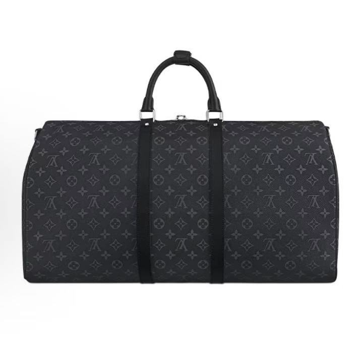99新 LouisVuitton/路易威登 keepall55经典黑老花满印旅行袋芯片