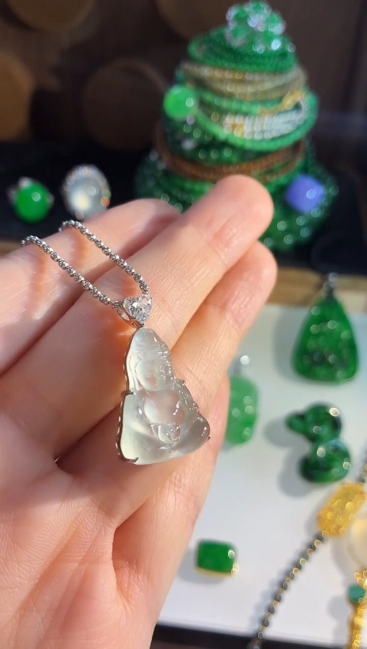 吊坠(不含链)18K金镶嵌翡翠吊坠