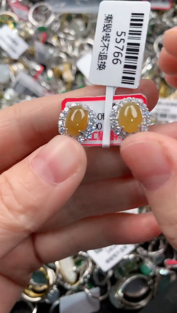 银S925镶嵌戒指翡翠666   1